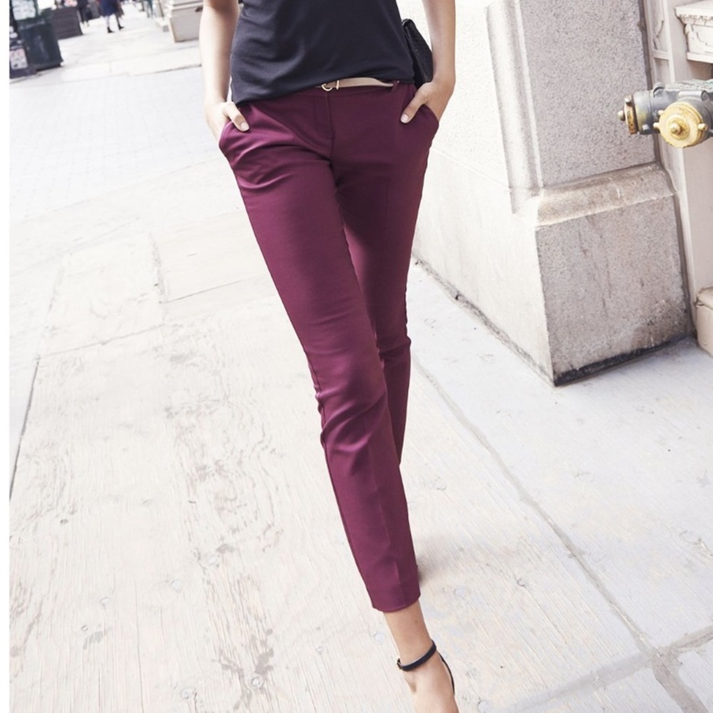 NWT Express Low Rise Columnist Ankle Pant - Burgun